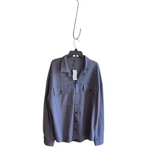 NWT Lexiart Men's gray button down utility poly spandex work shirts Sz XXL, 3XL